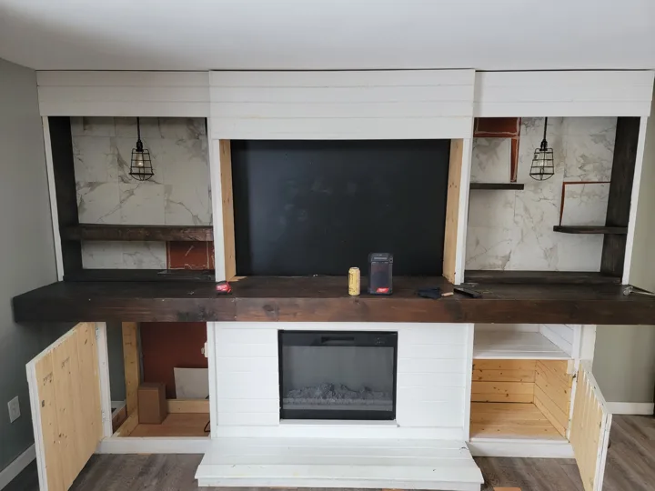 Fixr-Up: Fireplace surround and built-in cabinetry in progress