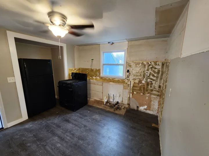 Fixr-Up: Kitchen demolition — walls exposed