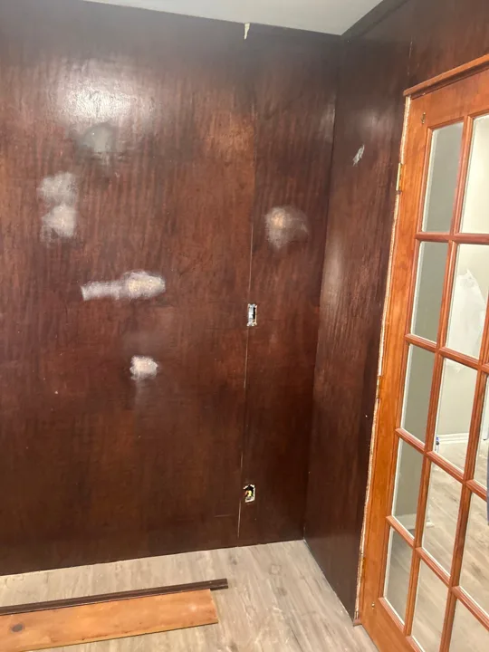 Fixr-Up: Wall preparation — patched wood paneling